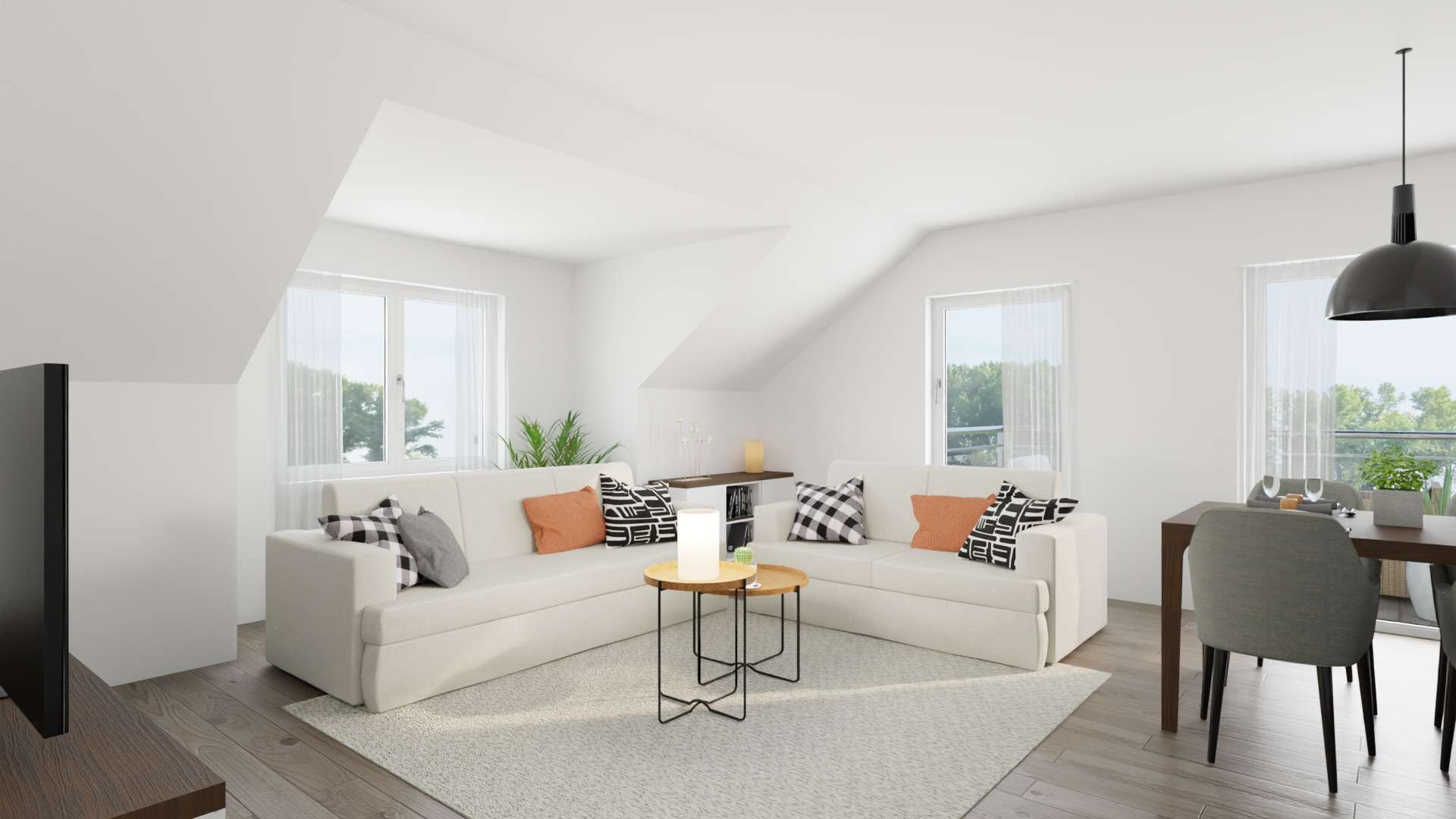 DG Wohnzimmer "Visualisierung - Beispiel-Einrichtung - unverbindlich und nicht im Kaufvertrag enthalten"